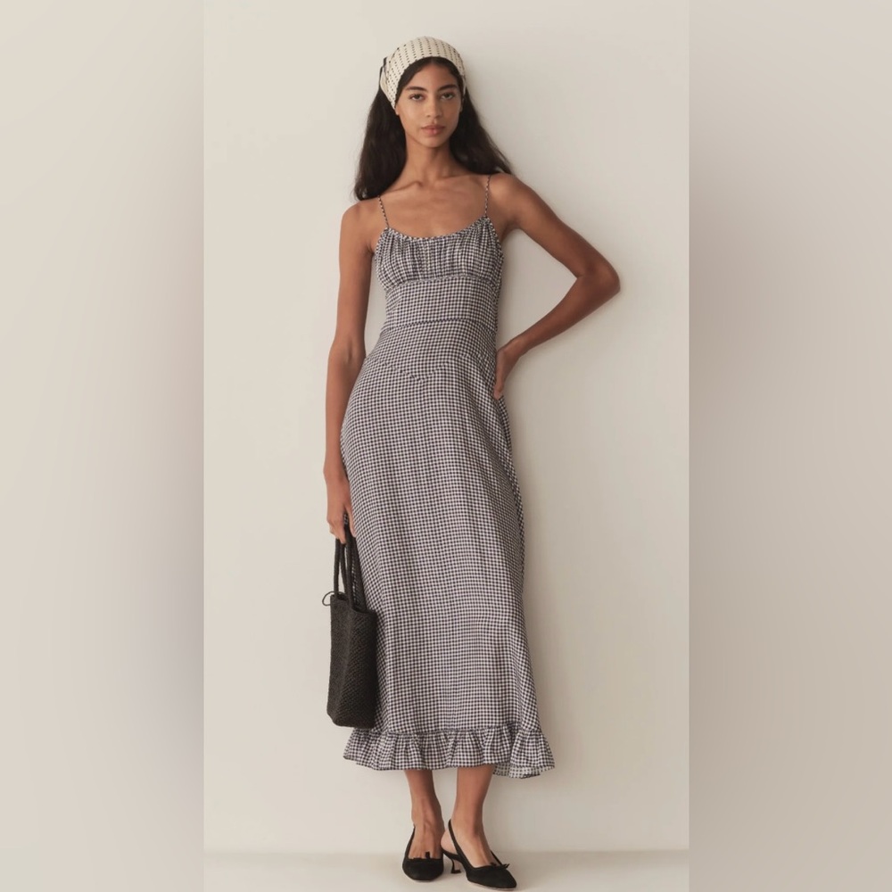 Doen Black and White Checkered Maxi Dress